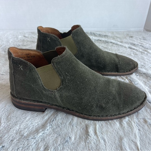 Trask Allison Ankle Boots Green Suede Leather Women Size 7.0 - Picture 1 of 14